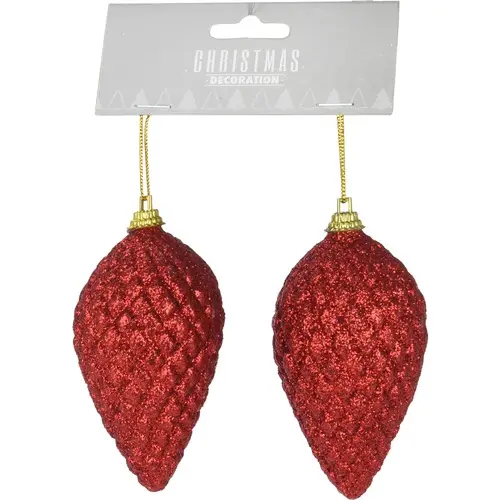 KERST HANGER KUNSTSTOF DENAPPEL S/2 D4XH8CM GLITTER