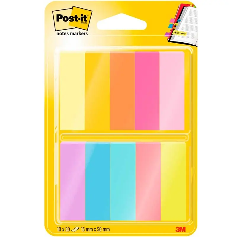 POST-IT MARKEERSTROKEN 15X50MM 10BLOKKEN/50BLAADJES