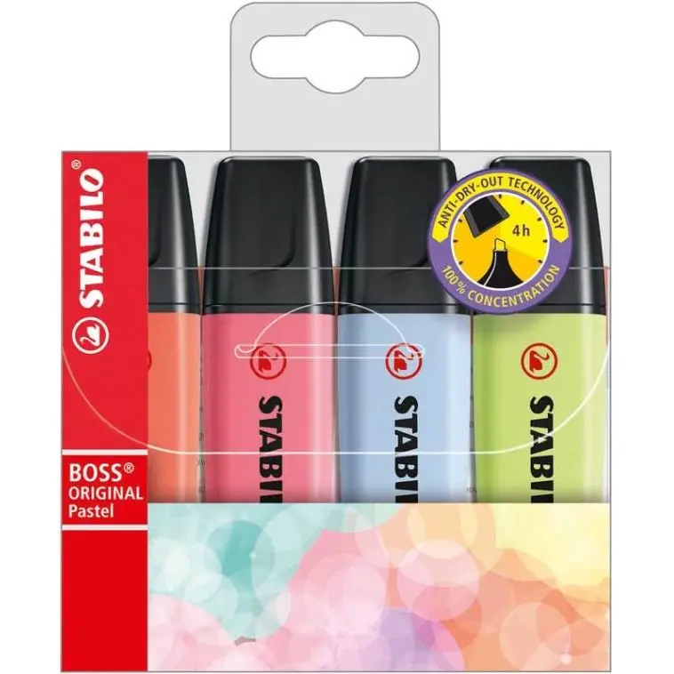 STABILO BOSS MARKEERSTIFTEN ORIGINAL PASTEL S/4