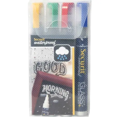 VLOEIBARE KRIJTSTIFT S/4 KLEUR WATERPROOF