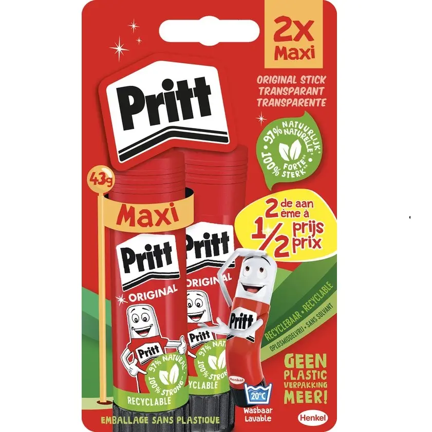 PRITT STICK 2X43GR 2DE HALVE PRIJS