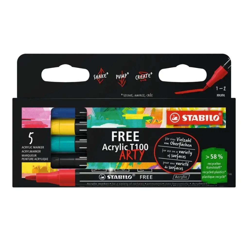STABILO BOSS ACRYLMARKER S/5 T100 KLEUR ASS
