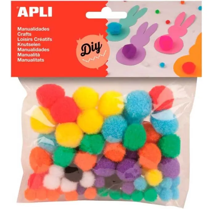 APLI CREA GEKLEURDE POMPONS S/78 ASS