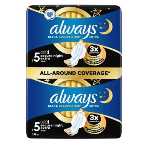 ALWAYS ULTRA MAANDVERBAND SECURE NIGHT S5 14ST EXTRA M/VLEUGELS