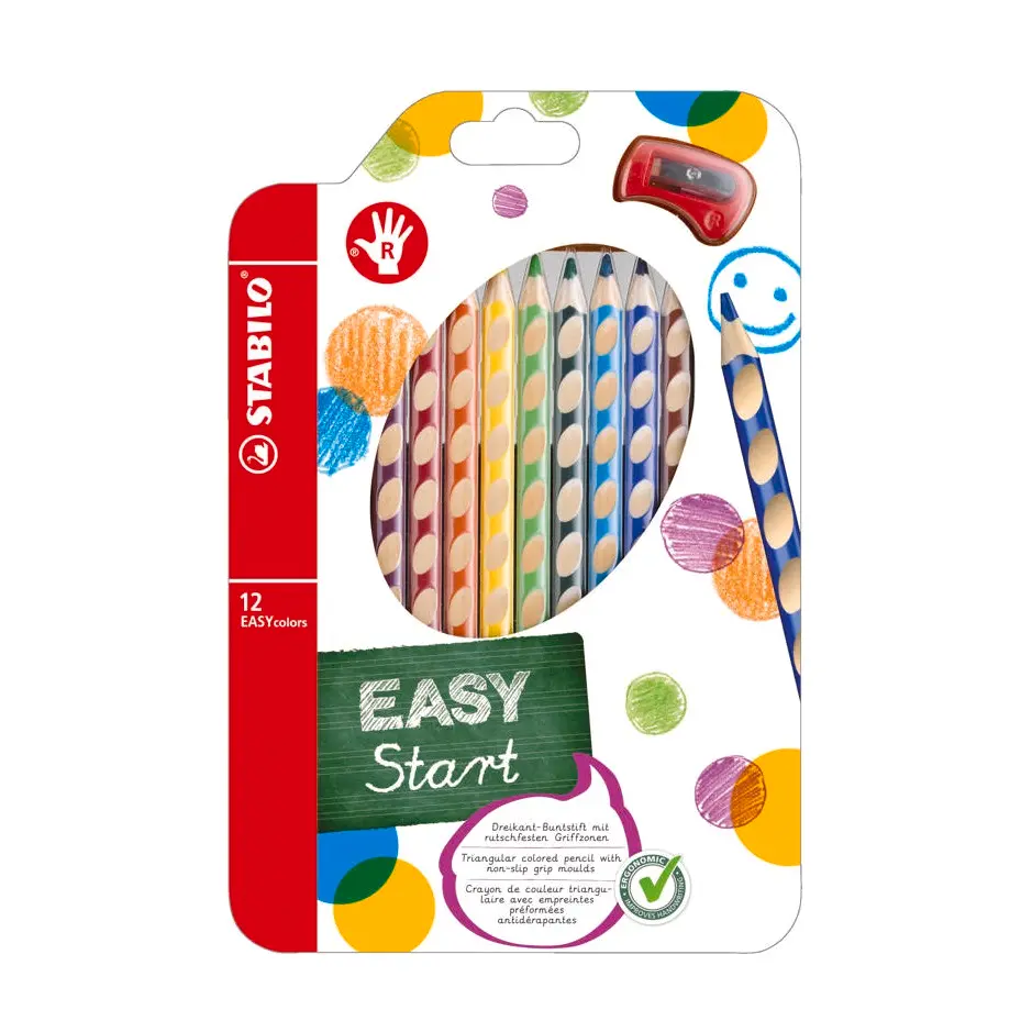 STABILO KLEURPOTLODEN EASY COLORS 12ST M/SLIJPER