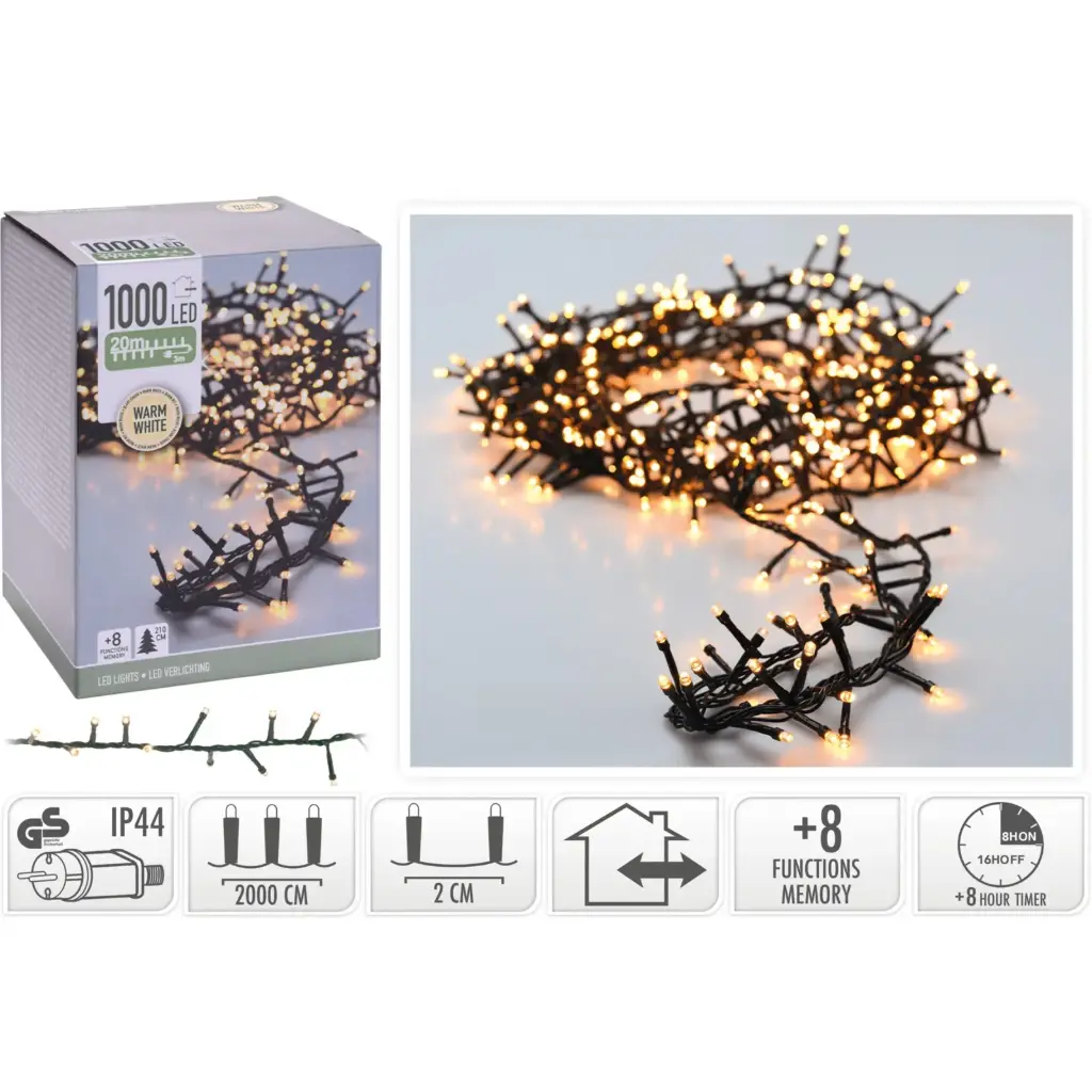 KVL BUI MICROCLUSTER SN:GROEN 20M 1000LED 8F TIMER