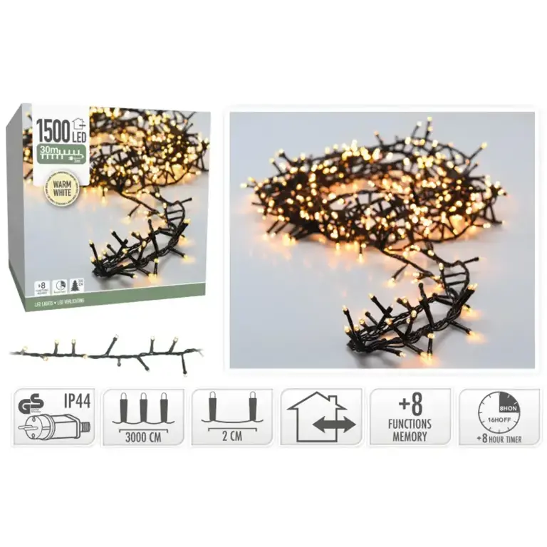 KVL BUI MICROCLUSTER SN:GROEN 30M 1500LED 8F TIMER