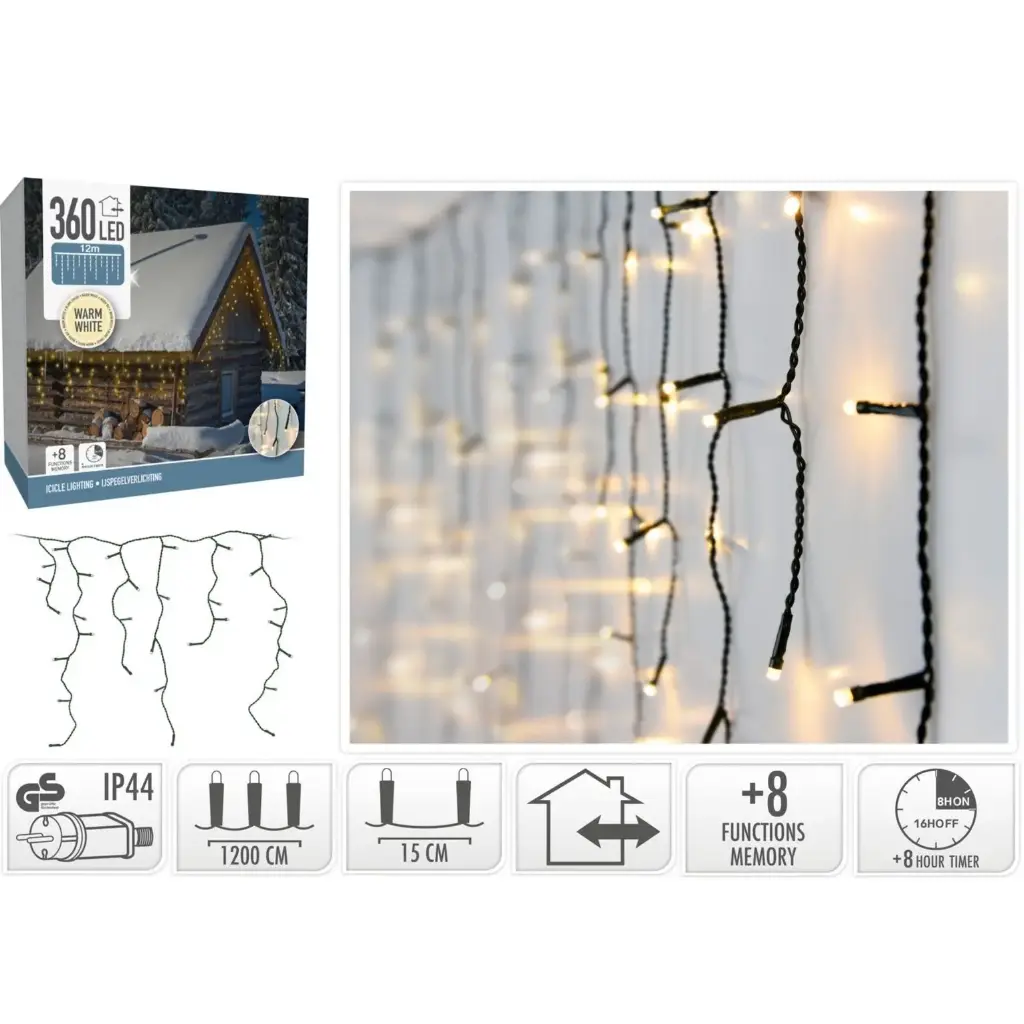 KVL BUI IJSLICHT SN:GROEN 12M 360LED 8F TIMER