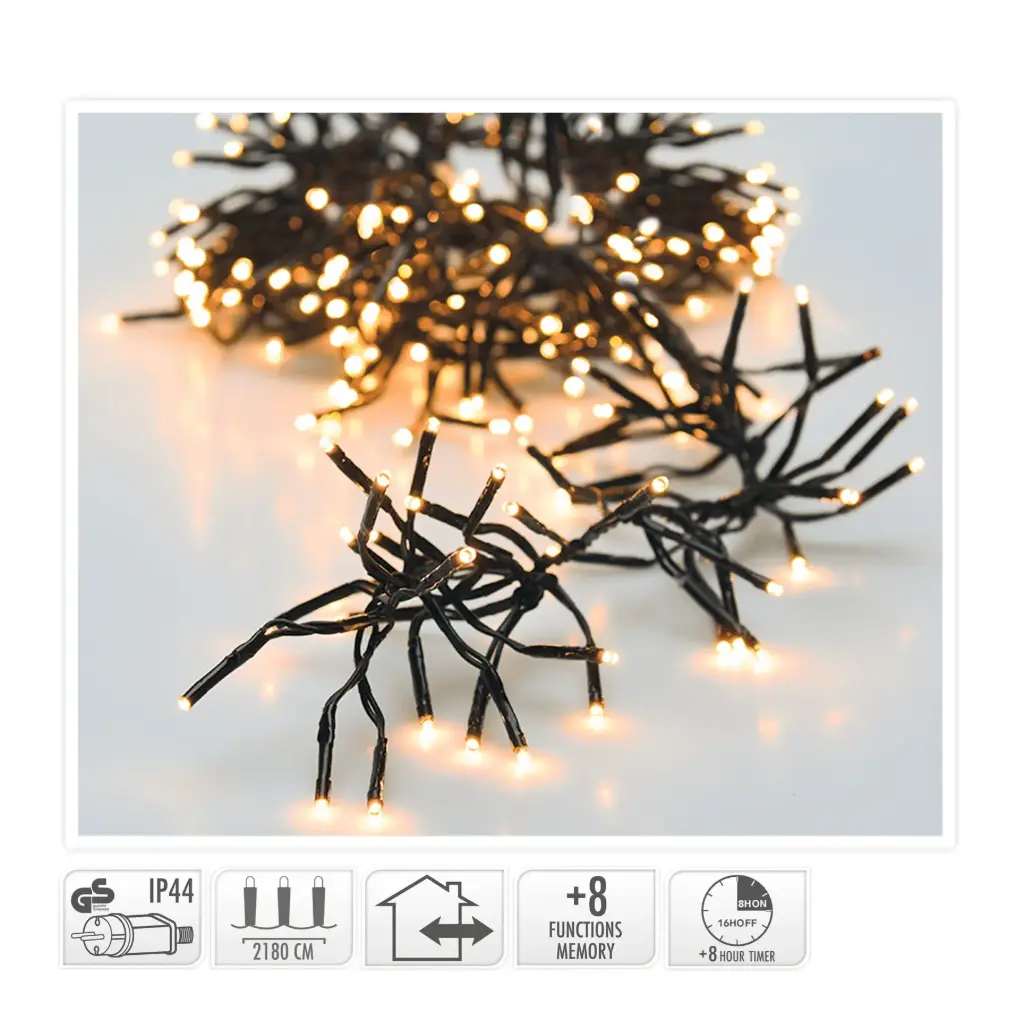 KVL BUI CLUSTER SN:ZWART 22M 3000LED 8F TIMER