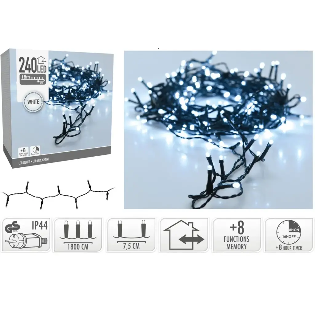 KVL BUI SN:GROEN 18M 240LED 8F TIMER