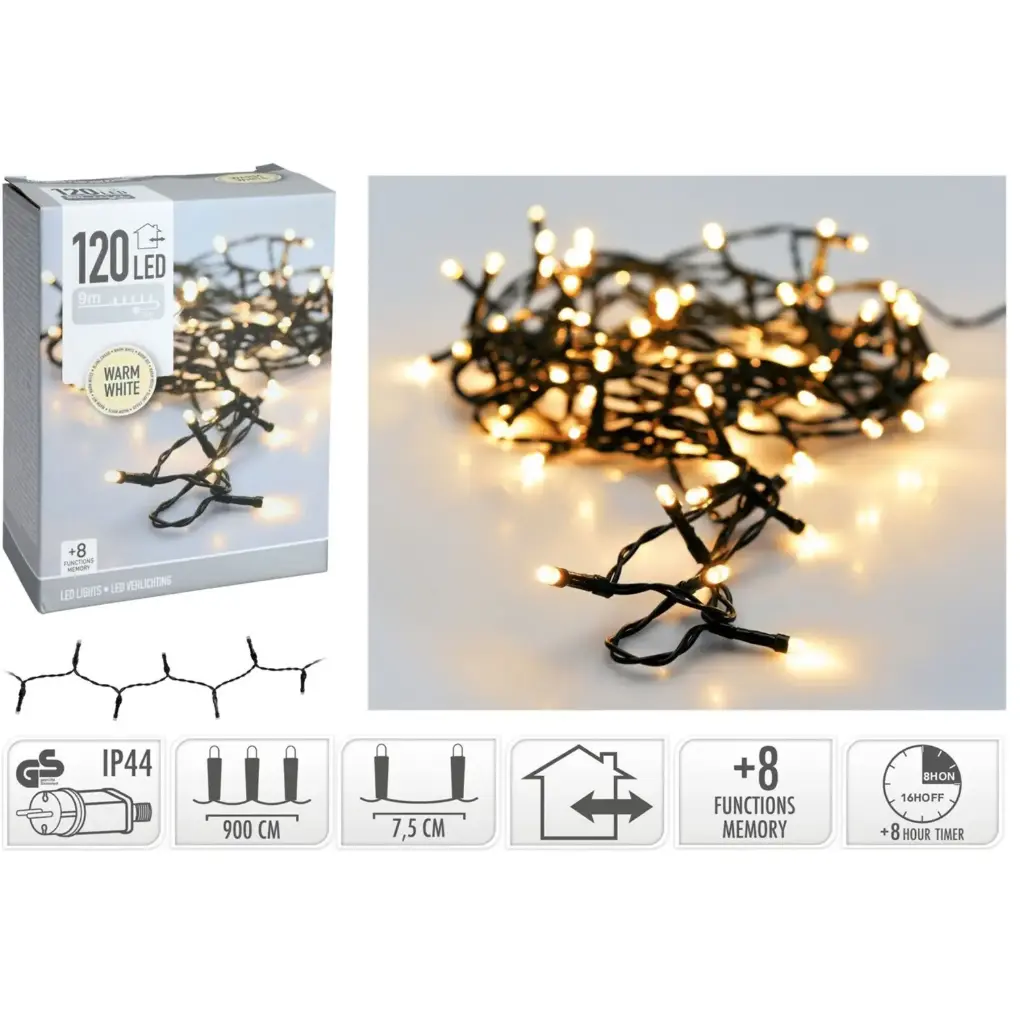 KVL BUI SN:GROEN 9M 120LED 8F TIMER 