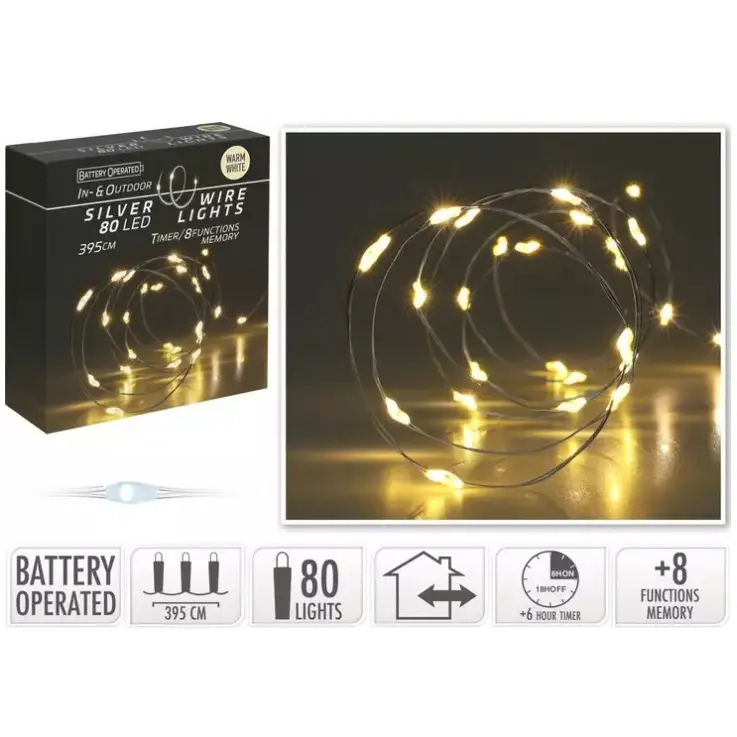 KVL BUI DR:ZILVER 3.95M 80MICROLED 8F TIMER (EX.3AA)