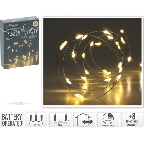 KVL BUI DR:ZILVER 1.95M 40MICROLED 8F TIMER (EX.3AA) 