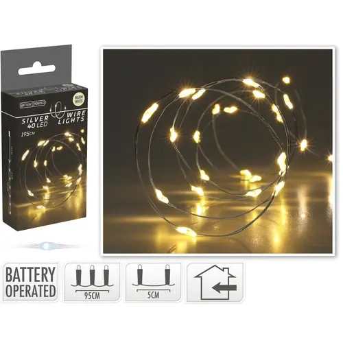 KVL BIN DR:ZILVER 1.95M 40MICROLED (EX.3AA)