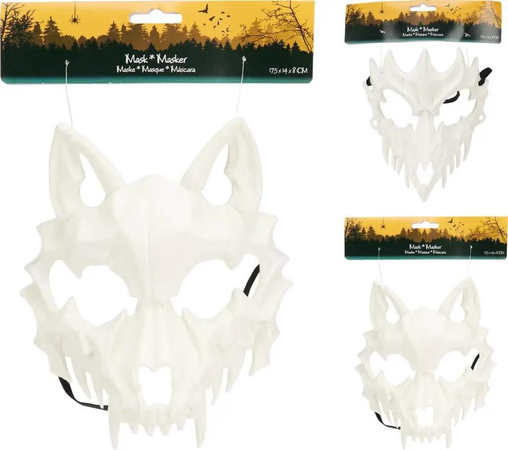 HALLO. MASKER DIERENSCHEDEL WIT ASS3