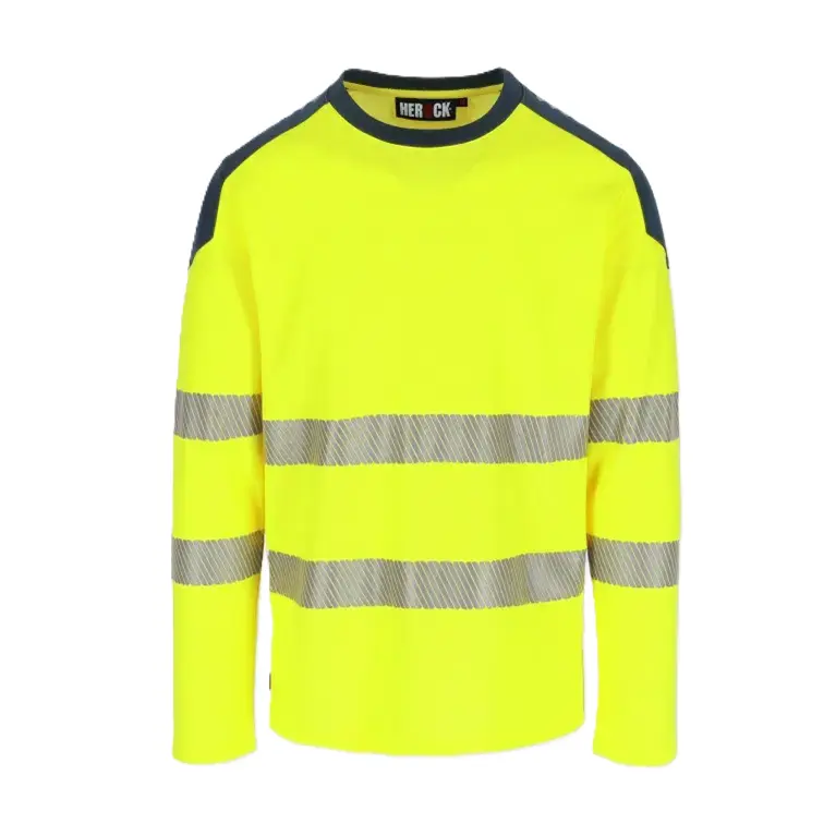 HEROCK T-SHIRT LANGE MOUW LUNAR HI-VIS GEEL-MARINE