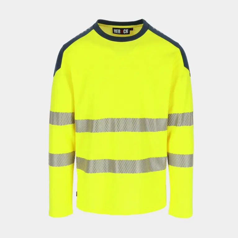 HEROCK T-SHIRT LANGE MOUW LUNAR HI-VIS GEEL-MARINE