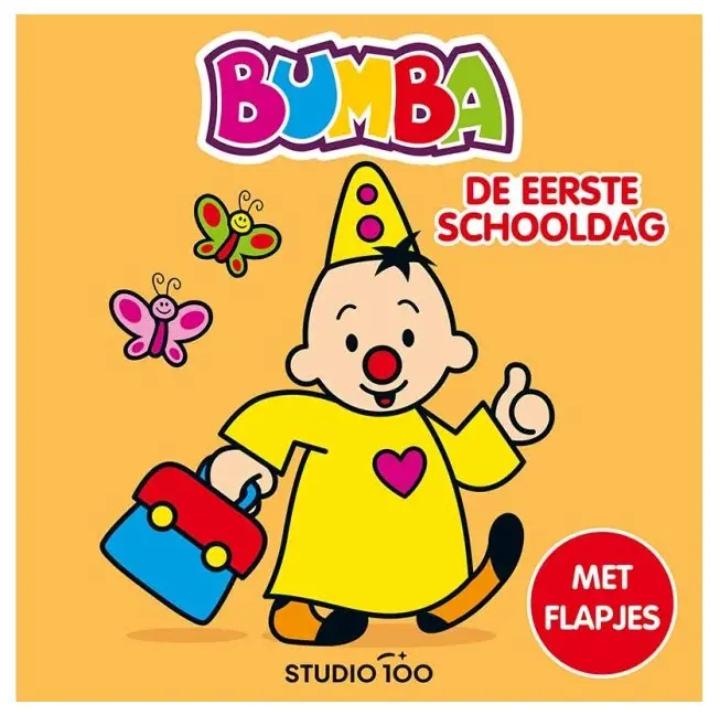 BUMBA KARTONBOEKJE M/FLAPJES 'DE EERSTE SCHOOLDAG'
