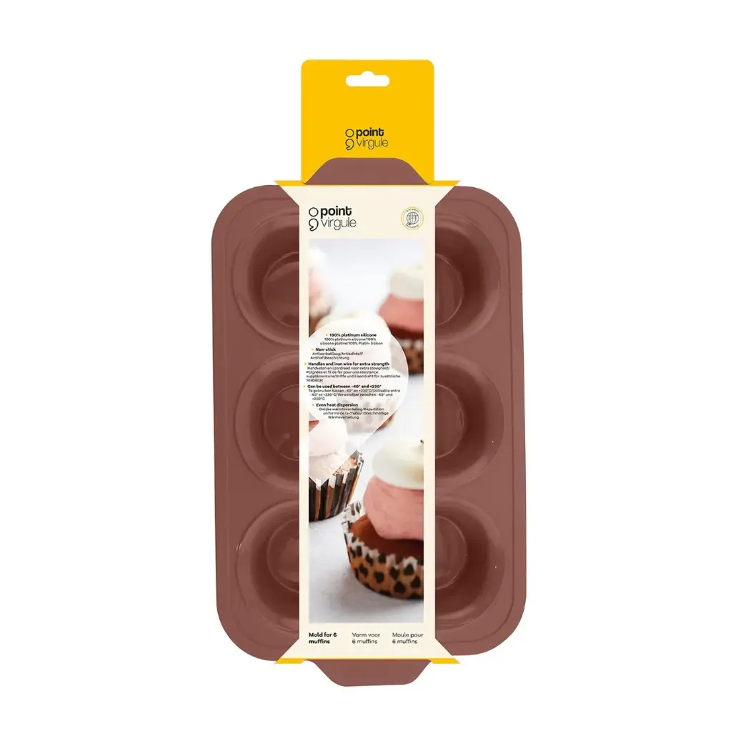 PV BAKVORM 6 MUFFINS SILICONE 37X23X4CM VINTAGE MAROON