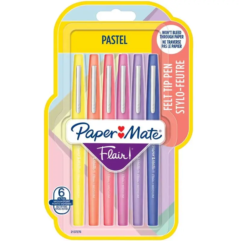 PAPER MATE PEN FINELINER FLAIR S/6 PASTEL KLEUREN -LOT-