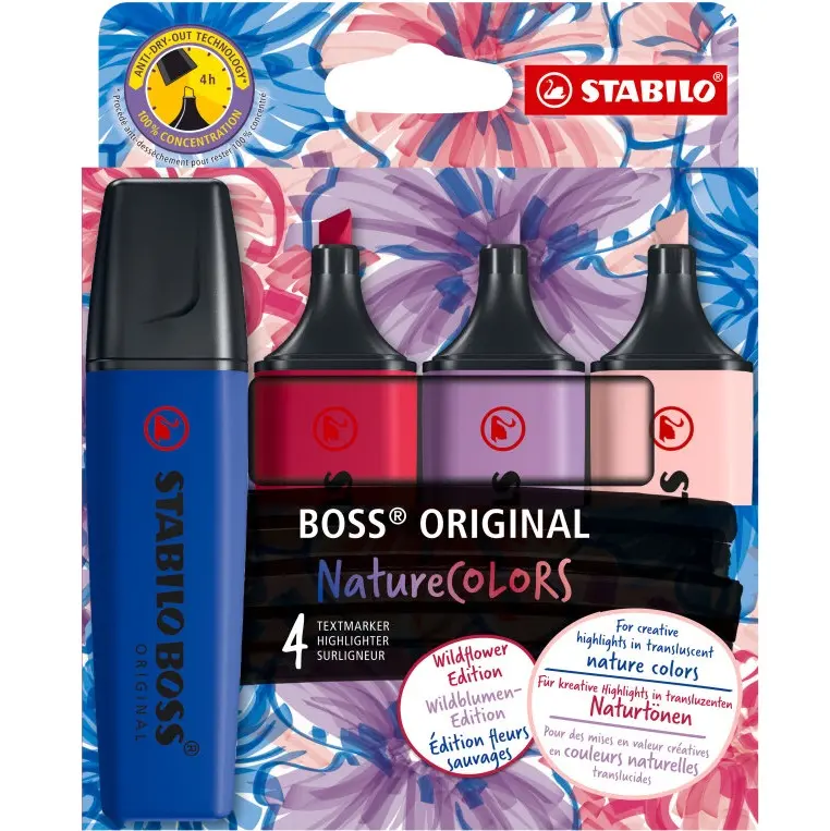 STABILO BOSS MARKEERSTIFTEN ORIGINAL NATURE S/4 WILDFLOWER EDITION