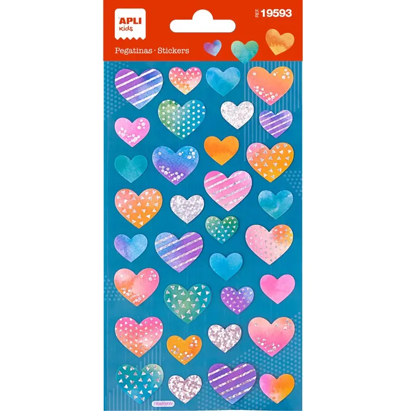 APLI STICKERS HOLOGRAPHIC HEARTS 33ST