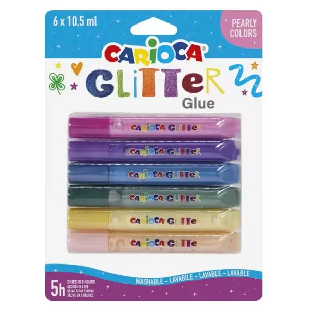CARIOCA GLITTERLIJM 6ST PARELKLEUREN