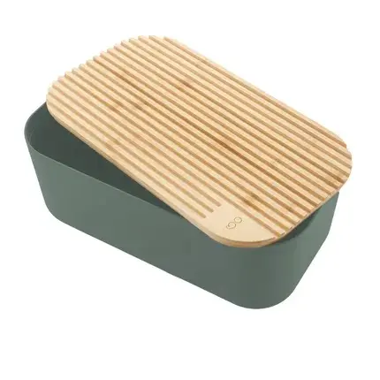 PV BROODTROMMEL RPET DEKSEL/BAMBOE 38X21X15CM ICEBERG GREEN