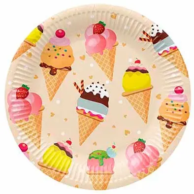 PAW BORD WEGWERP KARTON D23CM S/8 ICE CREAM