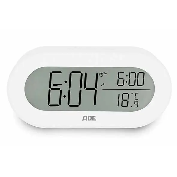 ADE ALARMKLOK DIGITAAL M/LICHT WIT (IN.2AAA)