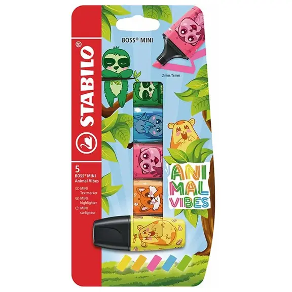 STABILO MARKEERSTIFT BOSS MINI S/5 ANIMAL VIBES