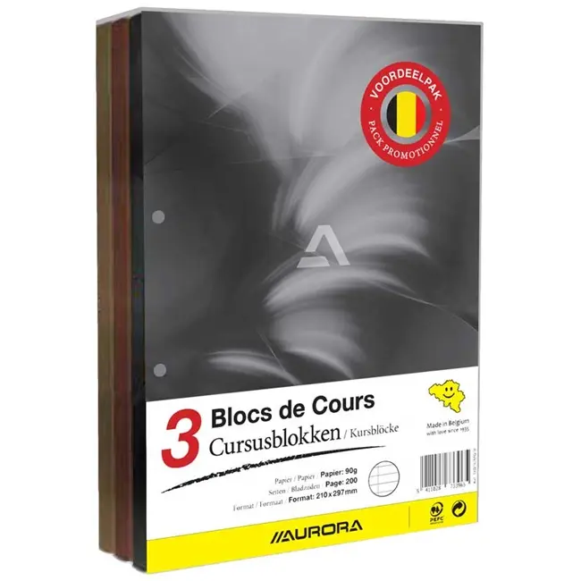 AURORA CURSUSBLOK 90GR A4 GELIJND S/3 