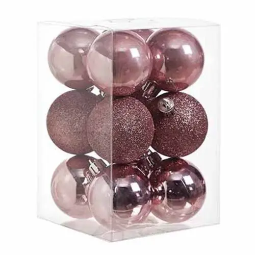 KERSTBAL KUNSTSTOF D6CM S/12 MIX GLANS-MAT-GLITTER