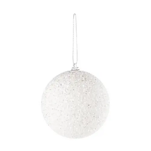 KERSTBAL KUNSTSTOF D8CM SNEEUW GLITTER WIT
