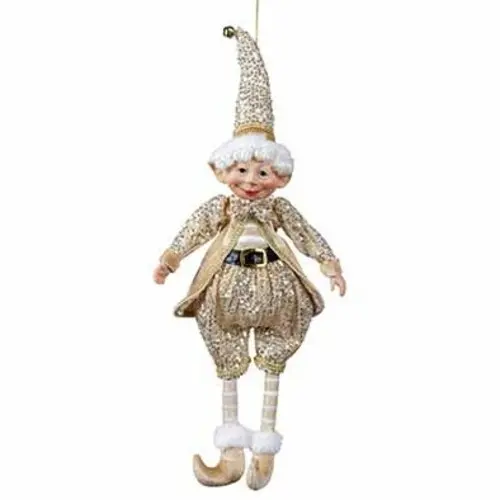 KERST ELF HANGER TEXTIEL 40CM WIT-GOUD