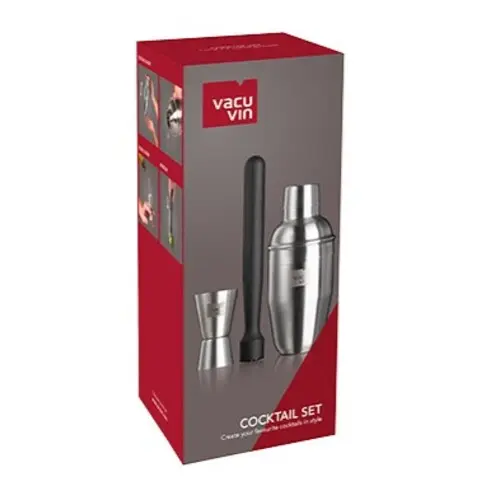 VACU VIN COCKTAILSET BASIC 3ST SHAKER/STAMPER/BARMAATJE