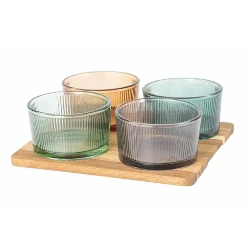 CO&TR APEROSET SOLUNA 5DLG PLANK 20X20CM +4 GLAASJES