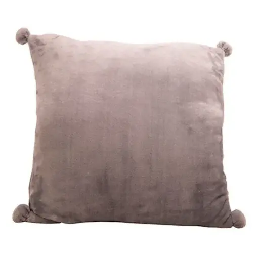 [301596] KUSSEN POLYESTER 45X45CM POMPON GRIJS -P- -F-