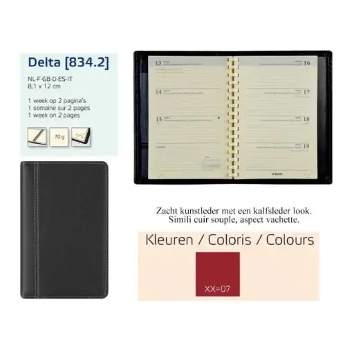 BREPOLS AGENDA DELTA PALERMO LUXE SPIRAAL 1W/2BL  9.5X13.5CM