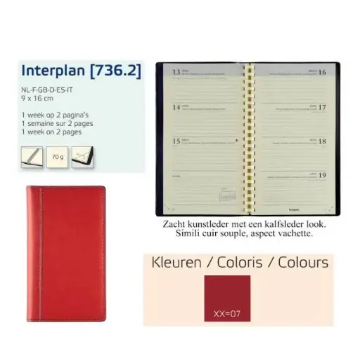 BREPOLS AGENDA PALERMO LUXE SPIRAAL 1W/2BL 17.5X10CM