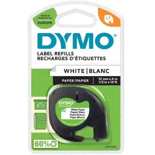 [263504] DYMO TAPE LETRATAG PAPIER WIT