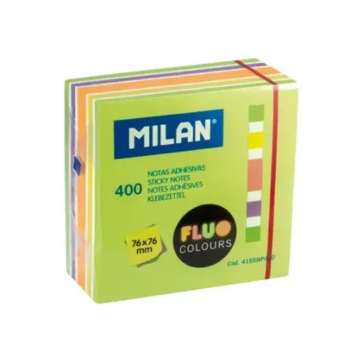 [273076] MILAN KLEEFBLAADJES 400VEL 76X76MM FLUO