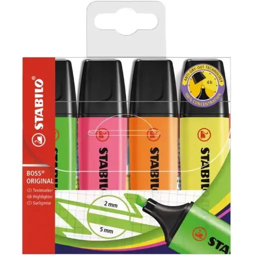 [251874] STABILO BOSS MARKEERSTIFTEN ORIGINAL POCHETTE S/4