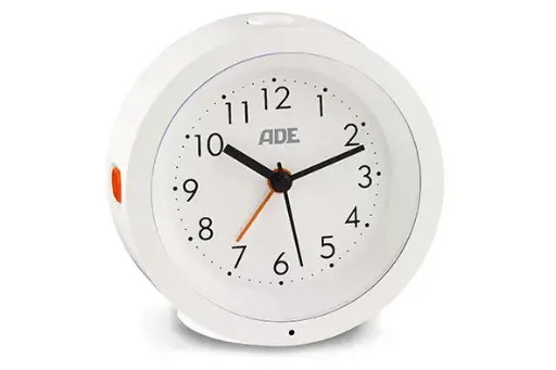 [295834] ADE ALARMKLOK ANALOOG SILENT M/LICHT WIT (IN.2AA)