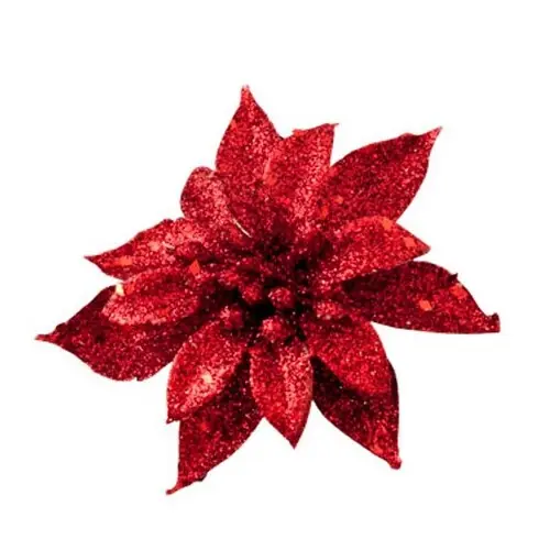 KERST KNIJPER KERSTROOS KUNSTSTOF GLITTER D8CM S/3