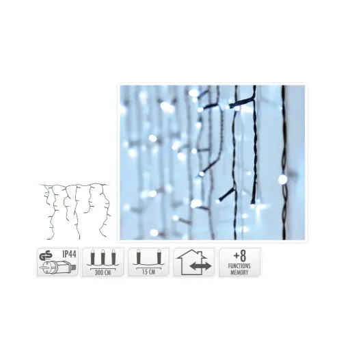 KVL BUI IJSLICHT SN:TRANSP. 6M 180LED 8F TIMER