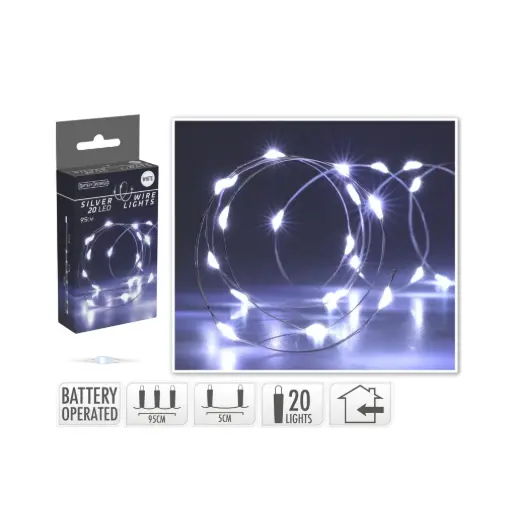 KVL BIN DR:ZILVER 95CM 20MICROLED (EX.2AA)