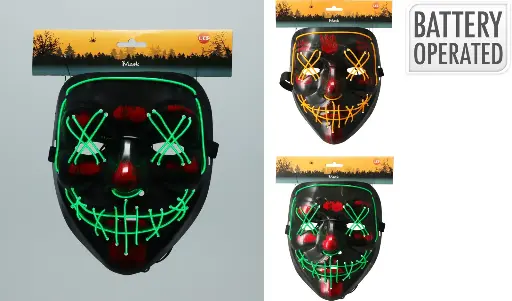 [857295] HALLO. MASKER DUIVEL MET LED ASS2 (EX.2AA) 