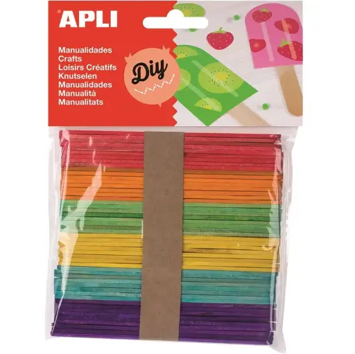 [859088] APLI HOUTENSTAAFJES 115X4MM S/50 MIX KLEUR