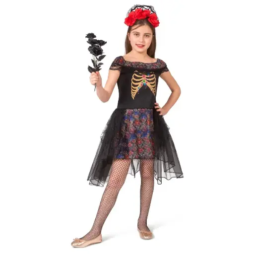 HALLO. FF KOSTUUM MEISJES BRUIDSMEISJE ZWART